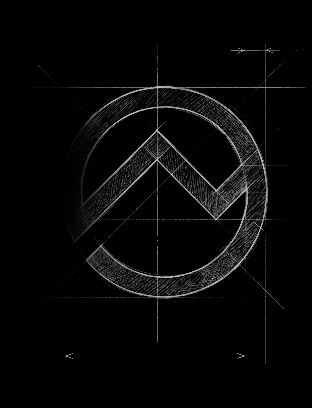 Gli schizzi del logo OM, ispirato al profilo del Monviso